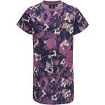Camisetas deportivas orgánicas lila de algodón rebajadas manga corta con cuello redondo con logo Hummel con motivo de flores talla S de materiales sostenibles para mujer 