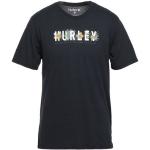 Camisetas negras de poliester de manga corta manga corta con cuello redondo con logo HURLEY talla M para hombre 