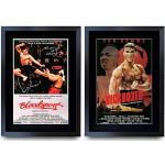 HWC Trading A3 FR BloodSport & Kickboxer Collection Jean-Claude Van Damme - Póster impreso con autógrafo firmado para los fanáticos de la película, A3 enmarcado