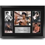 HWC Trading FR A3 Bruce Lee Los Regalos Imprimieron La Exhibición Firmada De La Imagen Del Autógrafo Para Los Fans De Los Recuerdos De La Película - A3 Enmarcado