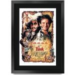 HWC Trading FR A3 Hook Robin Williams, Dustin Hoffman Gifts - Póster impreso con autógrafo firmado para fanáticos de la película, A3 enmarcado