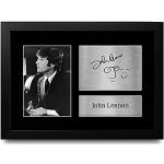 HWC Trading John Lennon De Los Beatles Regalos Imagen Impresa De Autógrafos Don Para La Música Entusiastas Firmado - Enmarcada A4