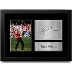 HWC Trading Tiger Woods A4 Enmarcado Regalo De Visualización De Fotos De Impresión De Imagen Impresa Autógrafo Firmado Por Los Aficionados Al Golf