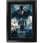 HWC Trading Venom The Cast Tom Hardy Riz Ahmed Gifts - Póster Impreso con autógrafo para Fans de la película Memorabilia - A3 Enmarcado
