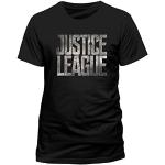 Camisetas negras de algodón de manga corta Justice League manga corta con logo talla S para hombre 