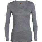 Camisetas grises de merino de manga larga rebajadas Icebreaker Oasis talla L para mujer 