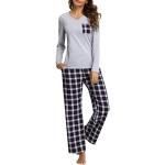 Pijamas largos grises rebajados de otoño talla XL para mujer 