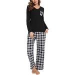 Pijamas largos negros de otoño tallas grandes talla XXL para mujer 