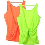 Camisetas naranja fluorescente de fitness sin mangas talla L para mujer 