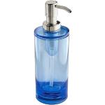 iDesign Eva Dosificador de baño, dispensador de jabón líquido de plástico, azul océano/plateado