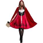 IMEKIS - Disfraz de Caperucita Roja para mujer, para adultos, Halloween, carnaval, cosplay, vestido de fiesta, princesa, cuento de cuento de hadas, vestido de carnaval, vestido con capucha rojo S