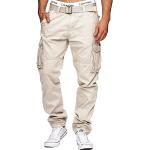 Indicode Hombres William Cargo Pants | Pantalón de algodón con 7 Bolsillos Incluido cinturón Fog XL