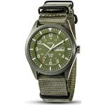 Relojes verdes de acero de pulsera impermeables con fecha Cuarzo 24h militares para hombre 