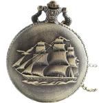 Infinite U Retro Antiguo Barco de Vela/Barcos de Guerra/Barco Pirata Unisex Reloj de Bolsillo de Cuarzo Grande Collar