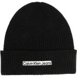Gorros negros de lana de invierno rebajados con logo Calvin Klein Talla Única para hombre 