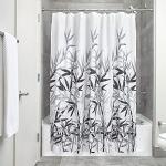 Cortinas grises de poliester de baño lavable a máquina con motivo de flores 183x183 