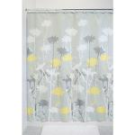 Cortinas grises de poliester de baño con motivo de flores 183x183 