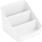 iDesign Linus Caja para cocina, organizador de plástico con 3 compartimentos, organizador de condimentos y envases, blanco