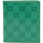 Billetera verdes de piel plegables con logo Gucci para hombre 
