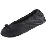 Isotoner Zapatillas de mujer de satén bailarina con lazo, sandalias planas, lazo negro, 37/38.5 EU