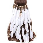 Butterme - Accesorios bohemios para cabello de mujer - Diadema india de plumas de pavo real - Gorro de plumas, #2