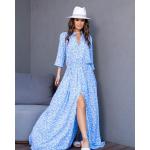 Vestidos azules de algodón tallas grandes informales talla XL para mujer 