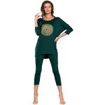 Pijamas cortos verdes de viscosa de verano tallas grandes Italian Fashion If con motivo de mandalas talla L para mujer 