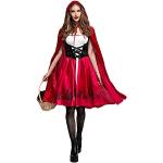 Disfraces rojos de poliester de cosplay Little Red Riding Hood / Caperucita Roja con volantes talla M para mujer 