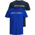 Camisetas azul marino de algodón de manga corta manga corta con cuello redondo con logo Jack Jones talla L para hombre 