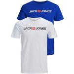 Camisetas blancas de algodón de manga corta tallas grandes manga corta con cuello redondo con logo Jack Jones talla 3XL para hombre 