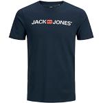 Camisetas azul marino de algodón de manga corta rebajadas tallas grandes con cuello redondo con logo Jack Jones talla 5XL para hombre 