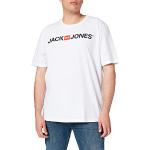 Camisetas blancas de algodón de manga corta rebajadas tallas grandes con cuello redondo con capucha con logo Jack Jones talla 3XL para hombre 