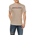Camisetas beige de algodón de manga corta manga corta con logo Jack Jones talla L para hombre 