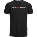 Camisetas negras de algodón de manga corta rebajadas tallas grandes con cuello redondo con logo Jack Jones talla XXL para hombre 