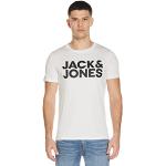 Jack & Jones Jjecorp Logo tee SS O-Neck Noos Camiseta Cuello Redondo, White/Fit Slim Large Print Black, S para Hombre