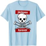 Jackass Forever Red Skull And Crutches Warning Logo Camiseta