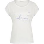Camisetas estampada orgánicas blancas de algodón rebajadas de carácter romántico talla XS de materiales sostenibles para mujer 