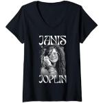 Camisetas negras de encaje con encaje  Janis Joplin con escote V de encaje talla S para mujer 