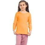 Janisramone - Camiseta básica infantil elástica en color liso, de manga larga y cuello redondo Negro naranja neón 4-5 Años