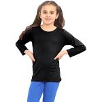 Janisramone - Camiseta básica infantil elástica en color liso, de manga larga y cuello redondo Negro Negro ( 7-8 Años