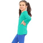 Janisramone - Camiseta básica infantil elástica en color liso, de manga larga y cuello redondo Negro Verde jade 7-8 Años
