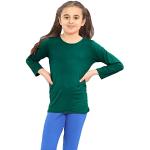 janisramone® Camiseta básica de manga larga elástica con cuello redondo para niños y niñas, verde oscuro, 9-10 Años
