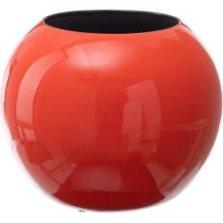 Jarrón bola de cerámica rojo naranja de Ø 24x20 cm