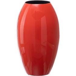 Jarrón ovalado de cerámica rojo naranja de Ø 21x36 cm