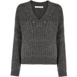 Jerséis grises de poliamida de lana rebajados manga larga de punto Alessandra Rich con tachuelas talla L para mujer 