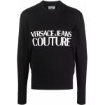 Jerséis negros de algodón cuello redondo manga larga con cuello redondo con logo VERSACE Jeans Couture para hombre 