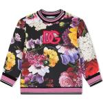 Sudaderas negras de algodón con capucha infantiles rebajadas con logo Dolce & Gabbana con motivo de flores 