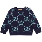 Jerséis azul marino de lana de punto infantiles con logo Gucci 
