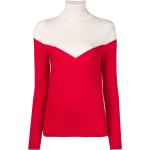 Jerséis rojos de lana cuello vuelto manga larga con cuello alto de punto talla M de materiales sostenibles para mujer 
