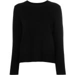 Jerséis negros de jersey de punto manga larga con cuello redondo de punto para mujer 